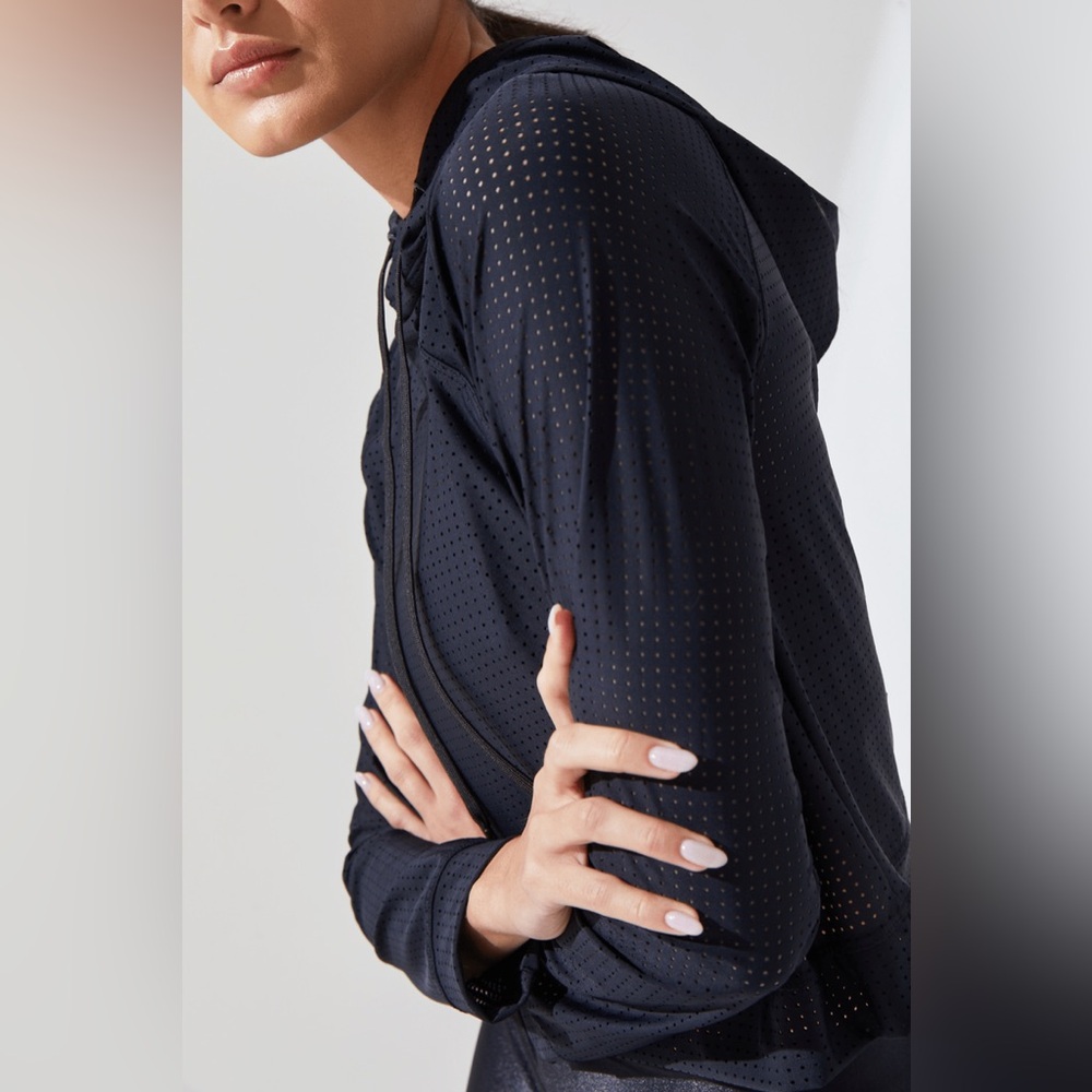 Women's Black Perforated Hoodie NOLI Crop Icon